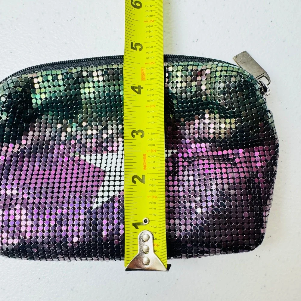 Big Buddha Iridescent Purple Green Mesh Chainmail Star Wristlet Clutch Bag